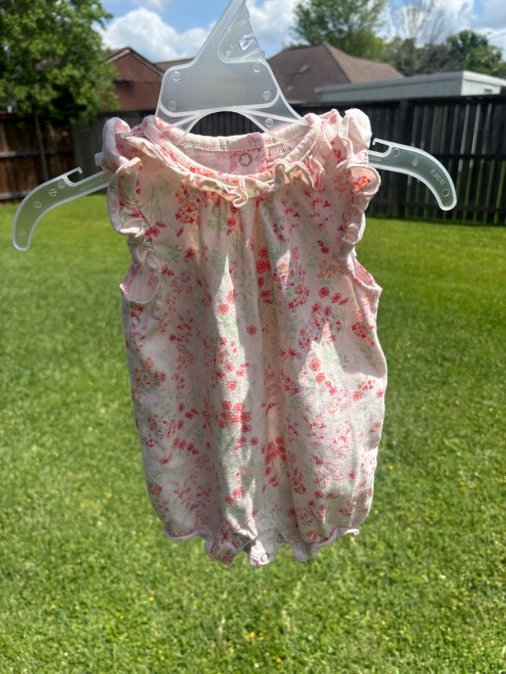 Laura Ashley floral sleeveless romper girls 6-9 months GUC